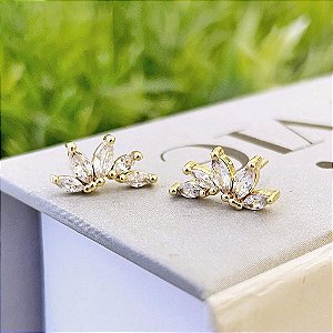 Brinco Earcuff Navetes Leque Folheado a ouro 18K
