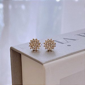 Brinco Chuveiro Cravejado Ponteiras Folheado a ouro 18K