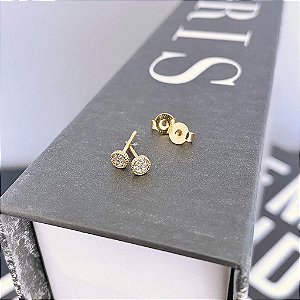 Brinco Chuveiro Pequeno Cravejado com Borda Granitada Folheado a ouro 18K