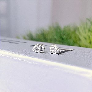 Brinco de Gota Pavê Cravejada Cristal Pequena Folheado a prata 925