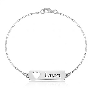 Pulseira Infantil Placa Coração Vazado