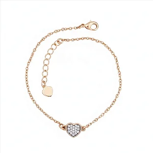 Pulseira Correntinha Coração Cravejado