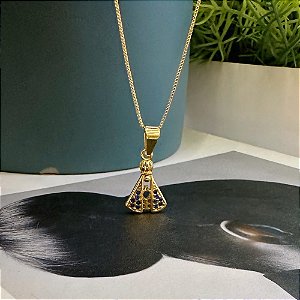 Colar de Nossa Senha Aparecida Desenhado Folheado a Ouro 18k