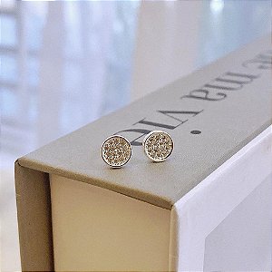 Brinco Redondo Pave Cravejado Pequeno Folheado a Prata 925