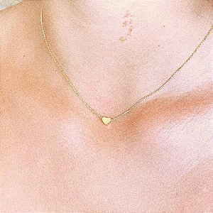 Colar Pingente Coraçao 3D Folheado a ouro 18K