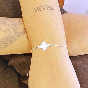 Pulseira Trevo Vintage Regulavel Folheado a prata 925