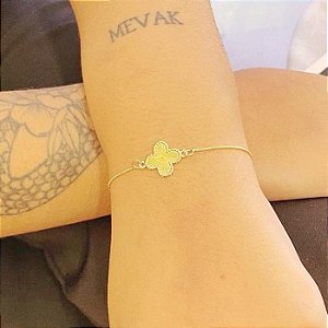 Pulseira Trevo Vintage Regulavel Folheado a ouro 18K