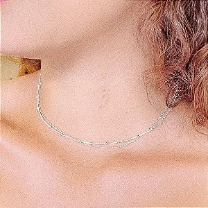Colar Corrente Bolinha Dupla Folheado a prata 925