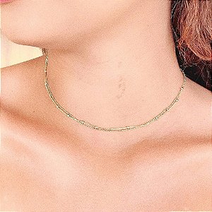 Colar Corrente Bolinha Dupla Folheado a ouro 18K