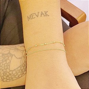 Pulseira Corrente Bolinha Dupla Folheado a ouro 18K