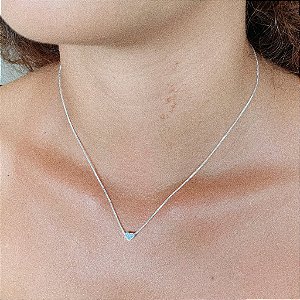 Colar Pingente Coraçao 3D  Folheado a prata 925