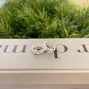 Brinco Argola Fio Trançado Corrente P Folheado a prata 925