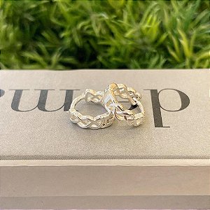 Brinco Argola Fio Trançado Corrente M Folheado a prata 925