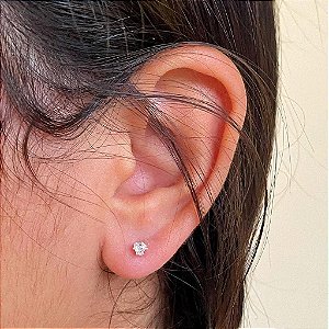 Brinco de Ponto de Luz Coração Cristal P Folheado a prata 925