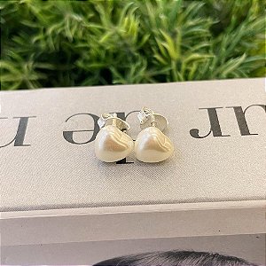 Brinco de Pérola Coração G Folheado a prata 925