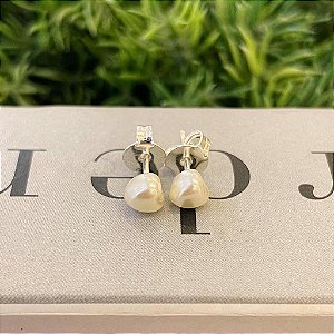 Brinco de Pérola Coração P Folheado a prata 925