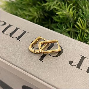 Argola Retangular Fio Liso Abaulado G Folheado a ouro 18K