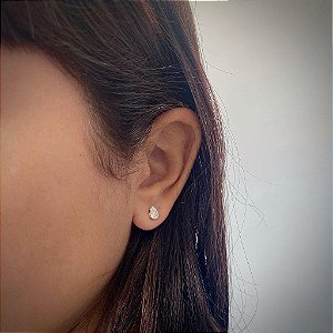 Brinco de Ponto de Luz Gota Cristal M Folheado a ouro 18K