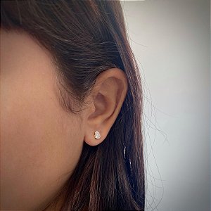 Brinco de Ponto de Luz Gota Cristal M Folheado a ouro 18K