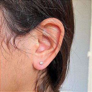 Brinco de Ponto de Luz Coração Cristal P Folheado a ouro 18K