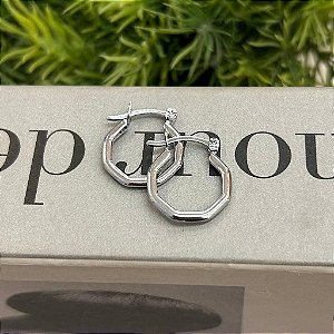 Brinco de Argola Hexagonal Fecho Italiano Steel