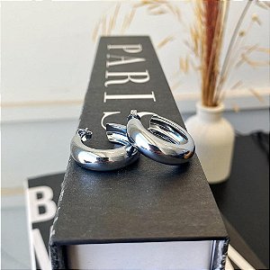 Brinco de Argola Grande Lisa Canoa Steel