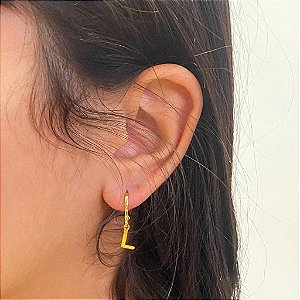 ARG LETRA LISA FOLHEADO A OURO 18K