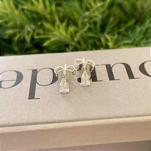 Brinco de Ponto de Luz Gota Cristal P Folheado a prata 925