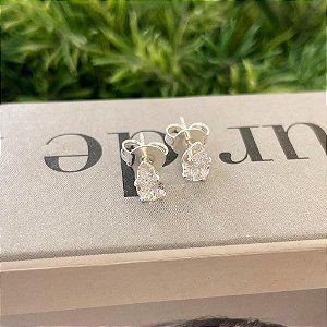 Brinco de Ponto de Luz Gota Cristal M Folheado a prata 925