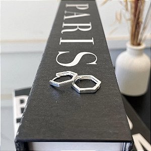 Brinco de Argola Hexagonal Lisa G Folheado a prata 925