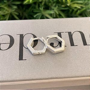 Brinco de Argola Hexagonal Lisa P Folheado a prata 925