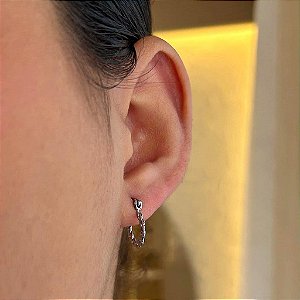 Brinco de Argola Fios Entrelaçados Fecho Italiano Steel