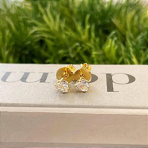 Brinco de Ponto de Luz Coração Cristal M Folheado a ouro 18K