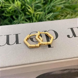 Brinco de Argola Hexagonal Lisa M Folheado a ouro 18K