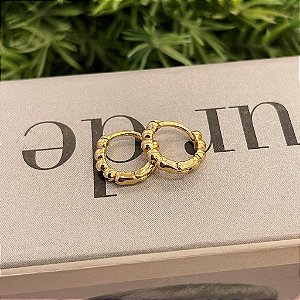 Brinco Argola Aro Esferas M Folheado a ouro 18K