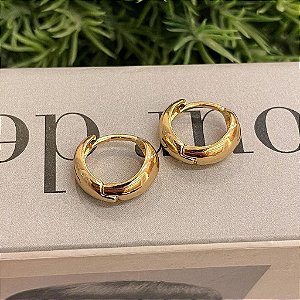 Argolas Lisas Abauladas G Folheado a ouro 18K