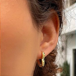 Brinco de Argola Coração Liso G Folheado a ouro 18K