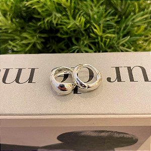 Argolas Lisas Abauladas M Folheado a prata 925