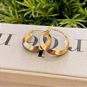 Brinco de Argola Canoa Fecho Italiano Folheado a ouro 18K