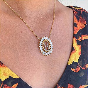 Colar Mandala Navete Signo Touro Folheado a ouro 18K
