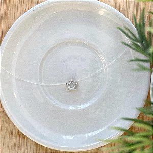 Colar Nylon de Estrela Vazada Cravejada Folheado a prata 925