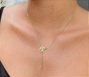 Colar Gravatinha Fé Folheado a ouro 18K