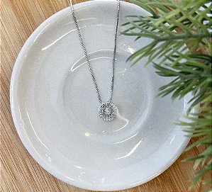 Colar Chuveiro Cristal Cravejado Borda Trabalhada Steel