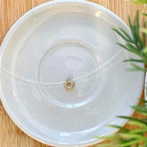 Colar Nylon de Estrela Vazada Cravejada Folheado a ouro 18K