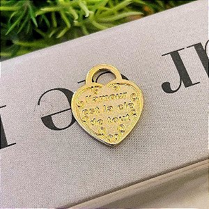Pingente Coração Detalhado Francês Folheado a ouro 18K