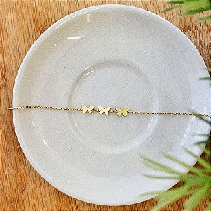 Pulseira Veneziano Borboletas Lisas Folheado a ouro 18K