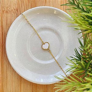 Pulseira Correntinha Coração Resinado Folheado a ouro 18K