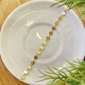 Pulseira Moeda Lisa Folheado a ouro 18K