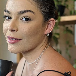 Trio de Argolas 1 Fio Cravejado Slim Rainbow Folheado a prata 925