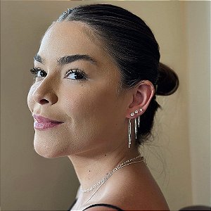 Trio de ponto de luz com franjas Folheado a prata 925